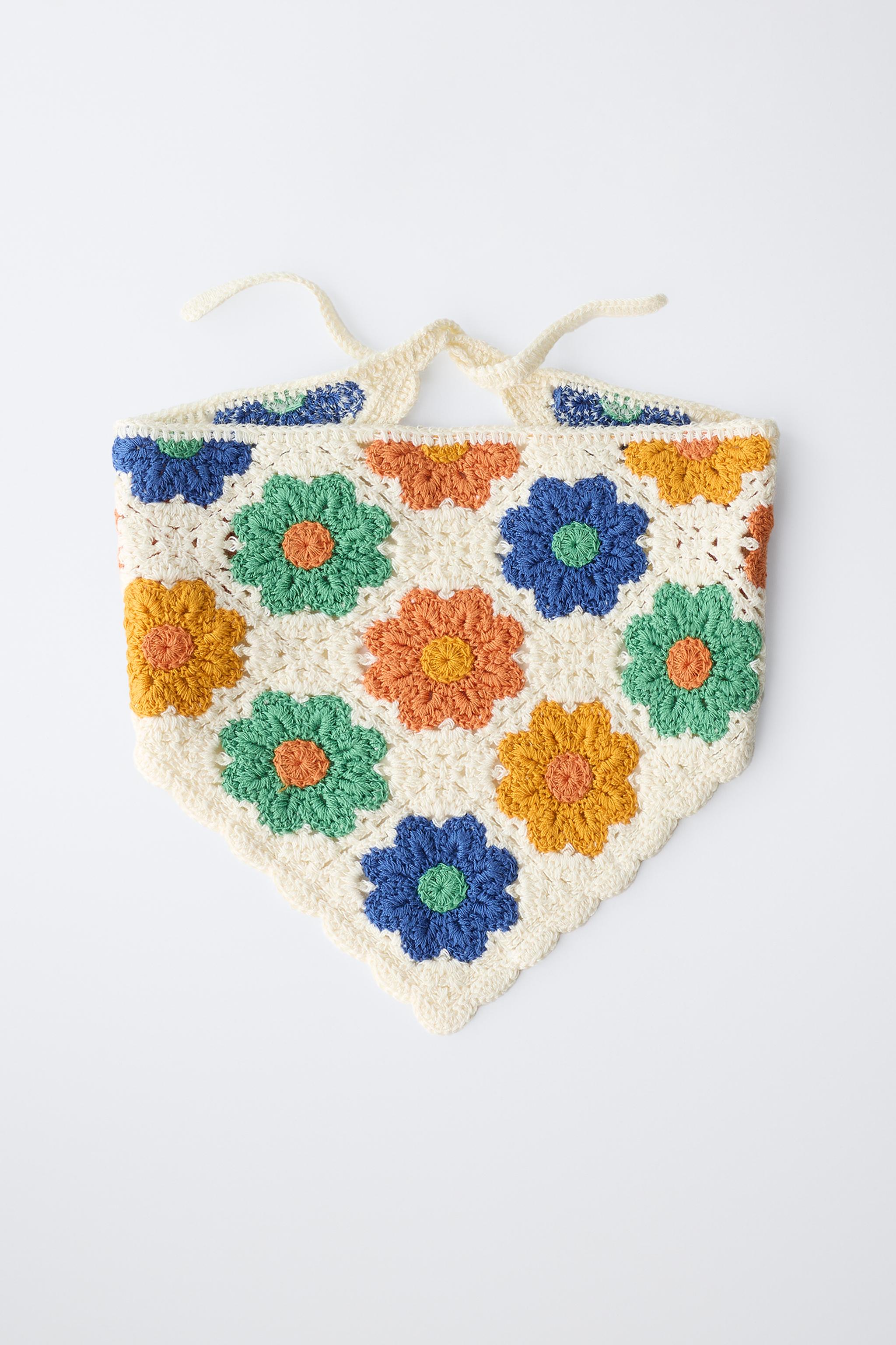 CROCHET KNIT FLORAL BANDANA
